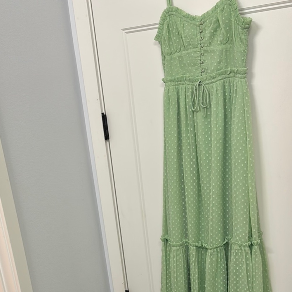 NWT Patrons of Peace Light Green boho Maxi Dress XS